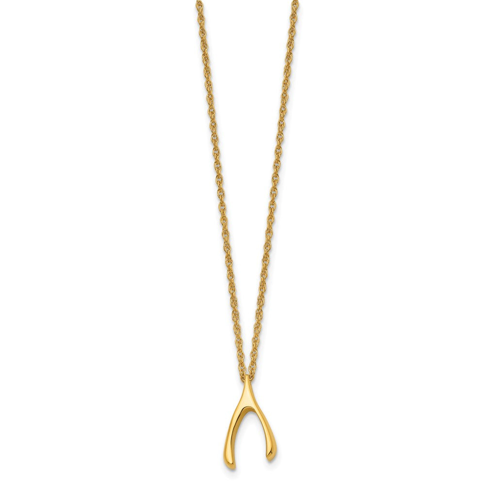 Stainless Steel Polished Yellow IP-plated Wishbone 16in Necklace