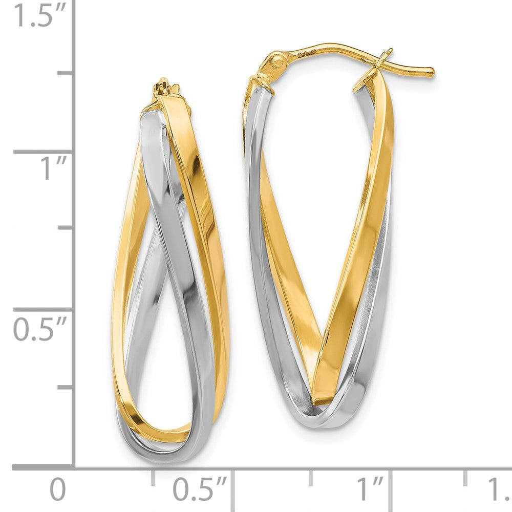 10K w/Rhodium Polished Twisted Hoop Earrings