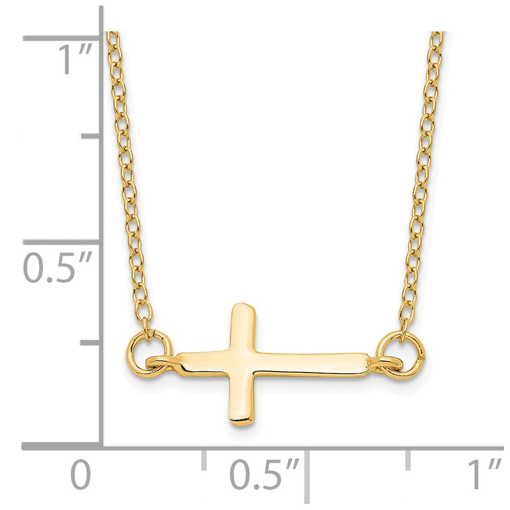 Sterling Silver Gold-tone w/ 2in ext. Sideways Cross Necklace