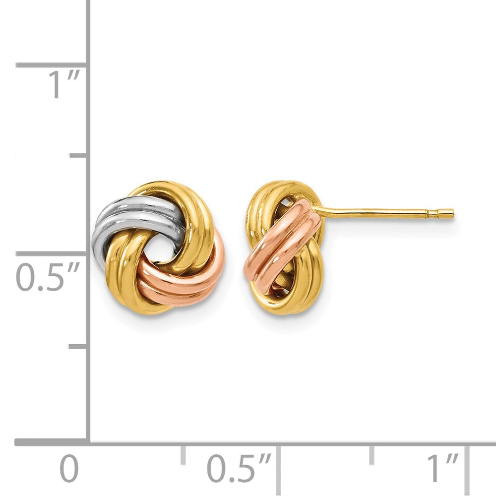 10K w/Wht RH and Rose GP Polished Love Knot Post Earrings