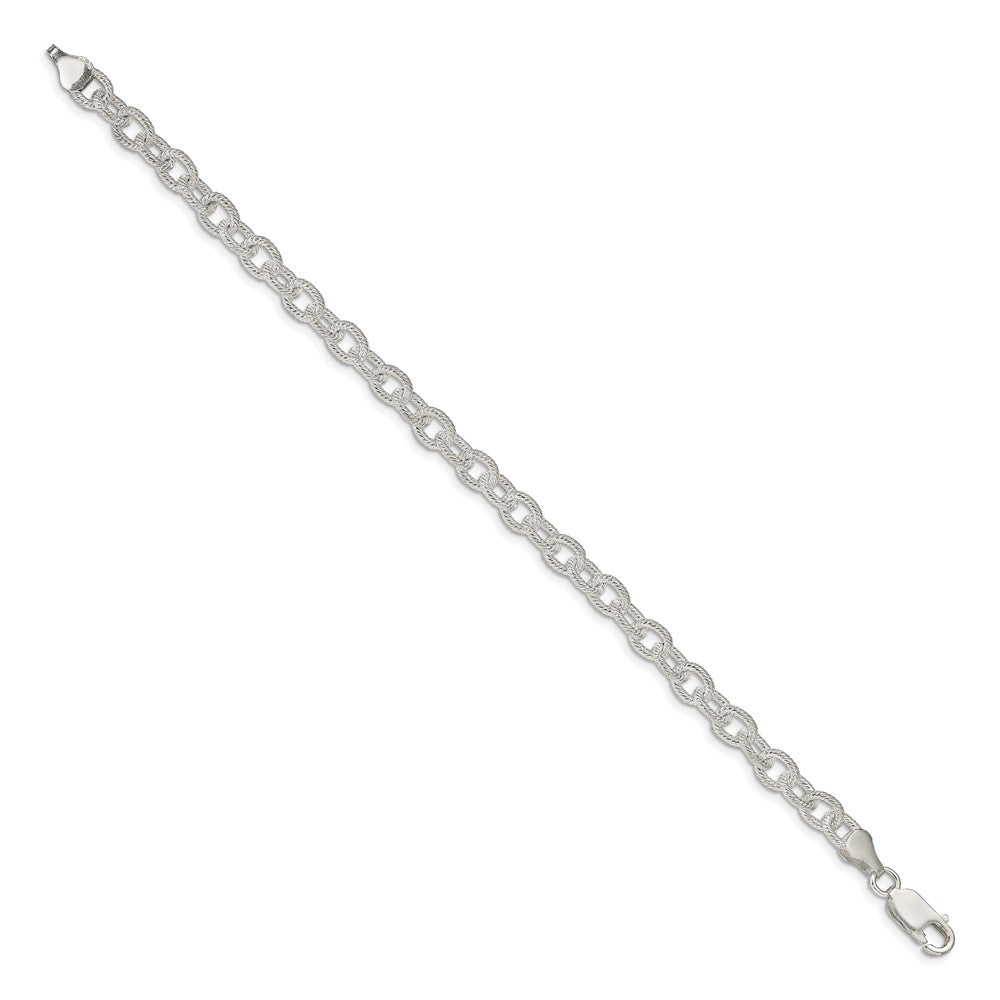 Sterling Silver 6.25mm Fancy Patterned Rolo Chain 8 inches