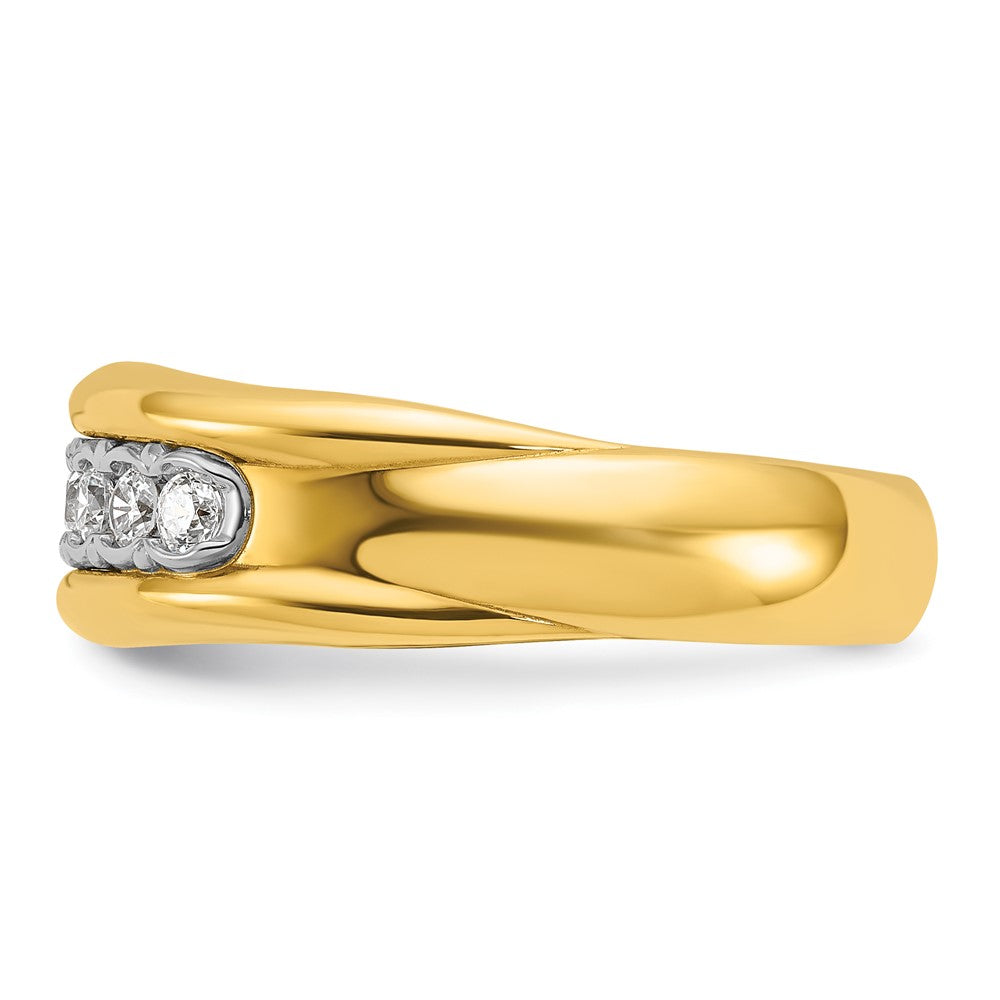 IBGoodman 10k Two-tone Men's Polished and Grooved Bezel Set 7-Stone 1/2 Carat A Quality Diamond Ring