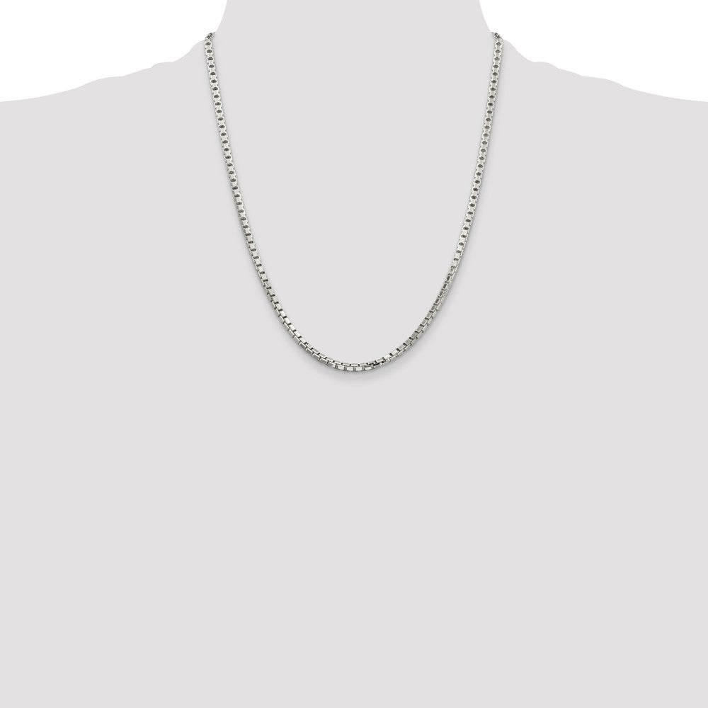 Sterling Silver 2.9mm 8 Sided Diamond-cut Box Chain