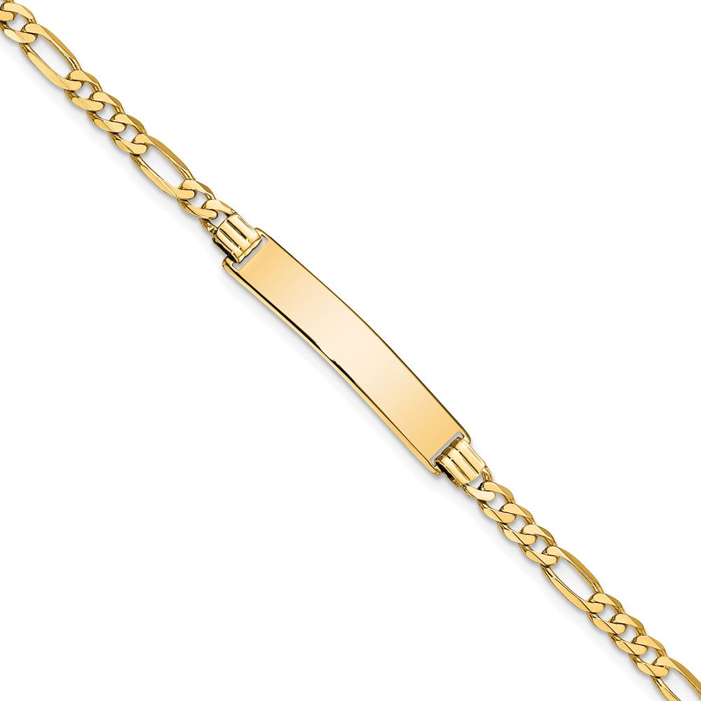 14k Flat Figaro Link ID Bracelet 8 inches