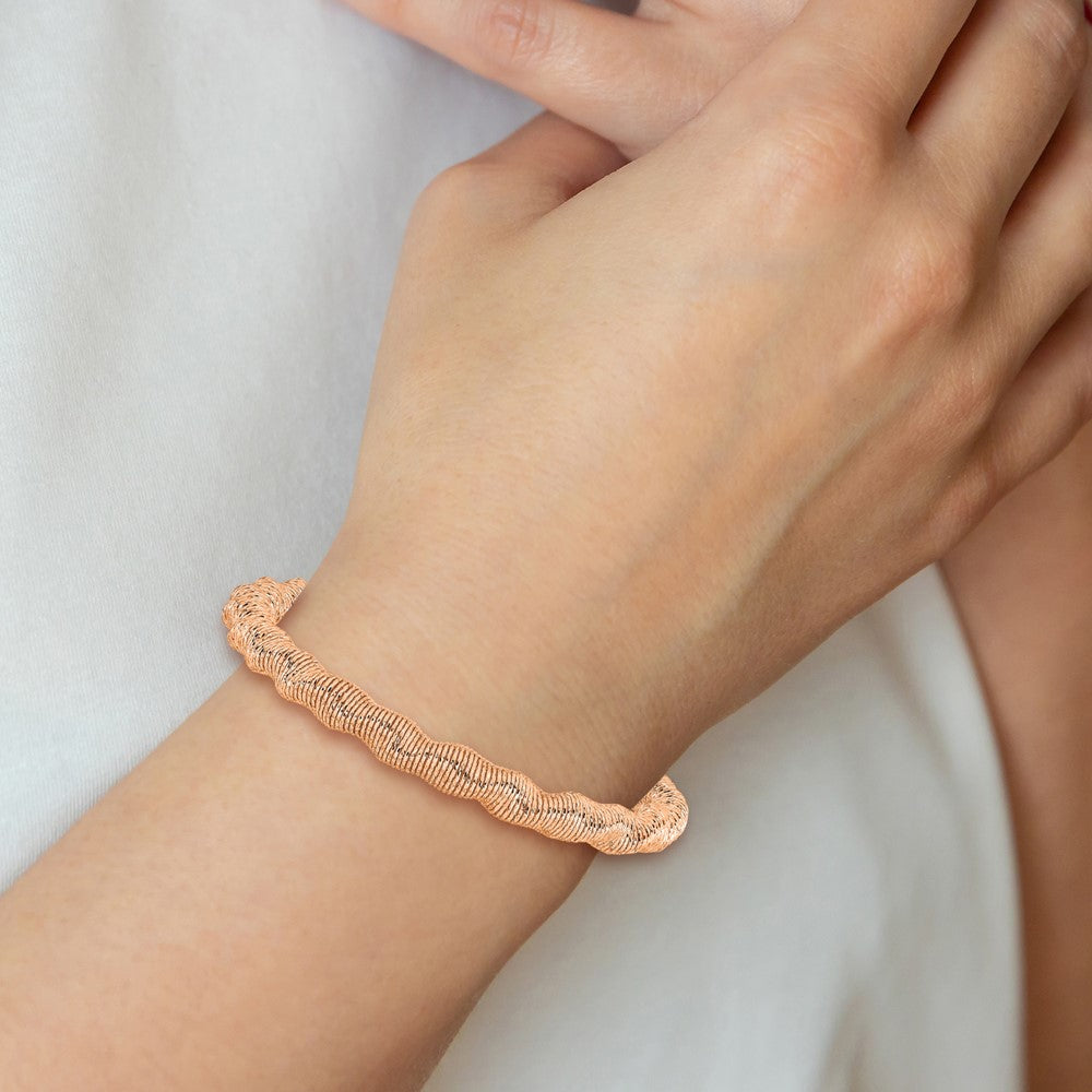 Sterling Silver Rose-tone Stretch Bangle