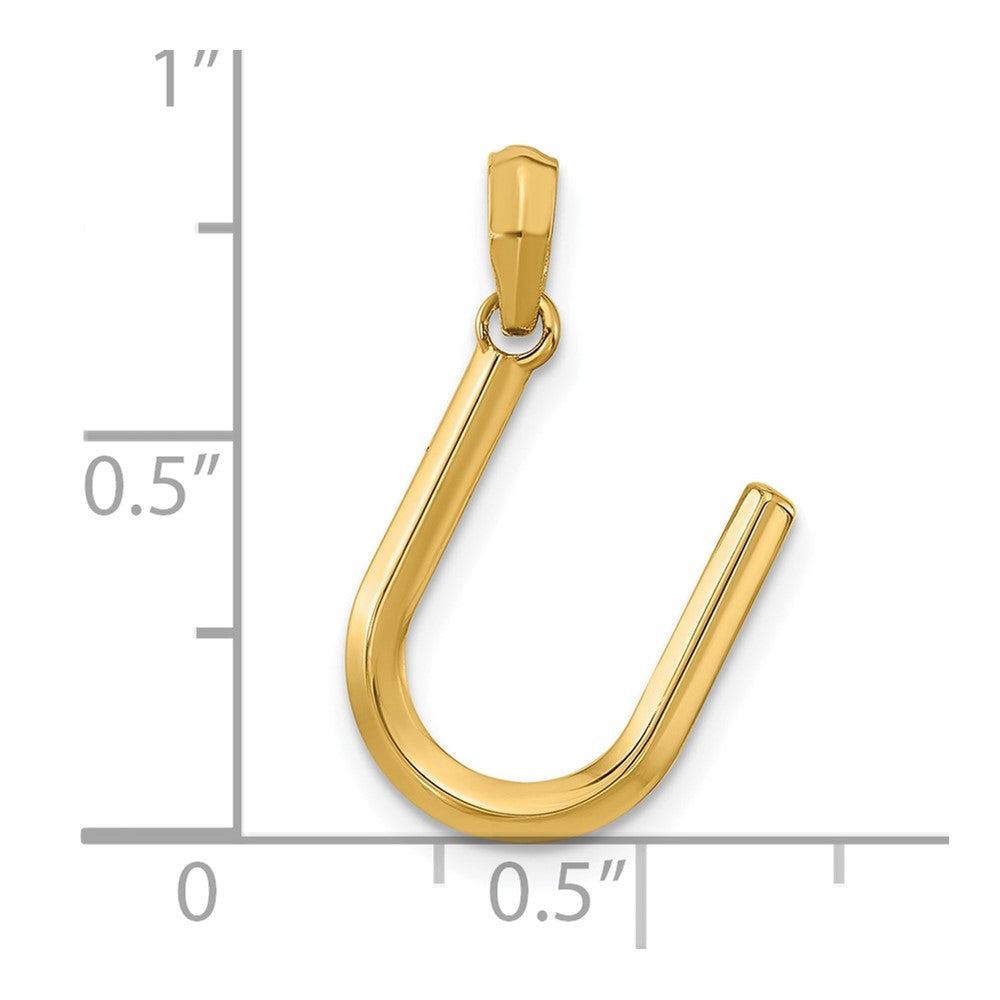 14k Yellow Gold Fancy Letter U