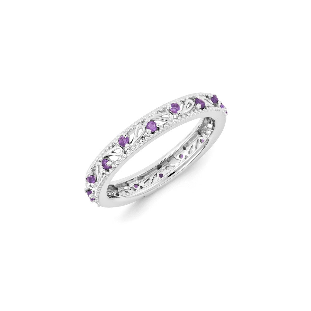 Sterling Silver Stackable Expressions Amethyst Ring