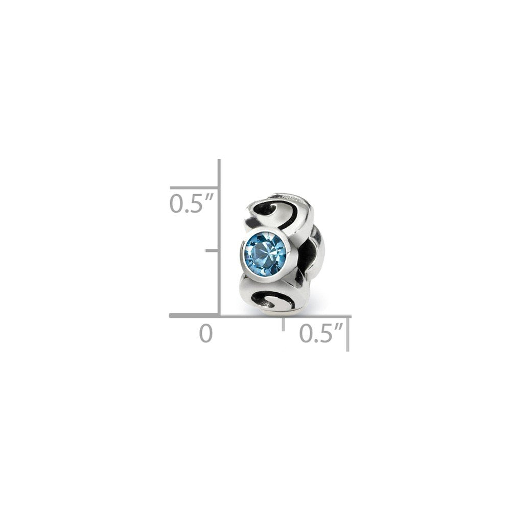 Sterling Silver Reflections March Lt Blue Preciosa Crystal Birthstone Bead