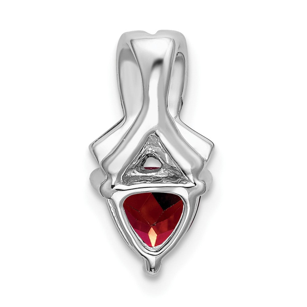 14k White Gold Trillion Garnet and Diamond Pendant