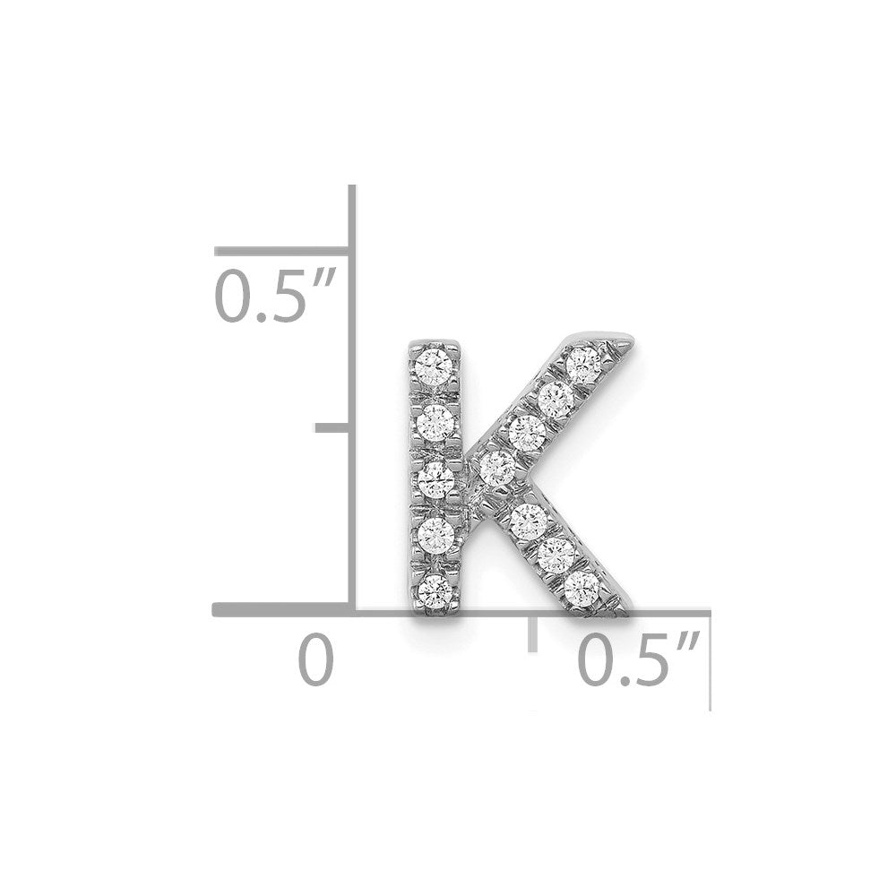 14K White Gold Diamond Letter K Initial Charm