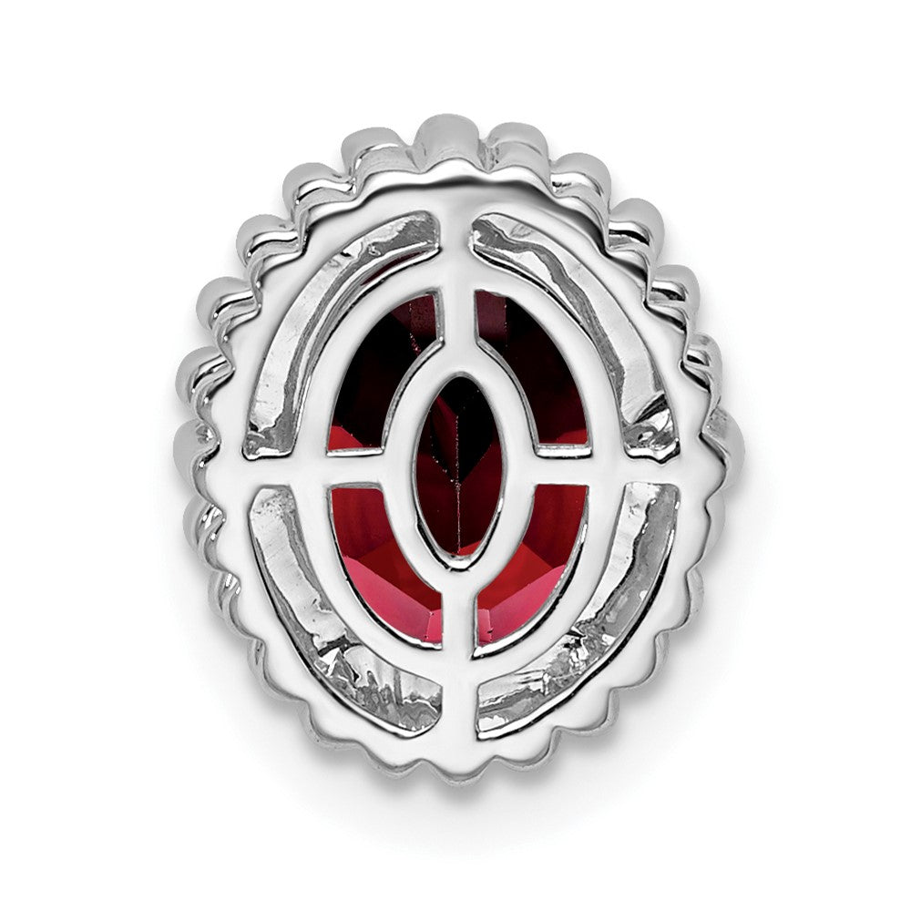 14k White Gold Oval Garnet Chain Slide