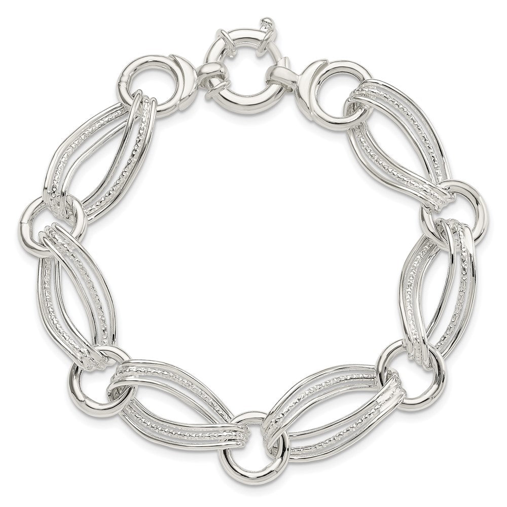 Sterling Silver Polished And Textured Link Bracelet 8 inches