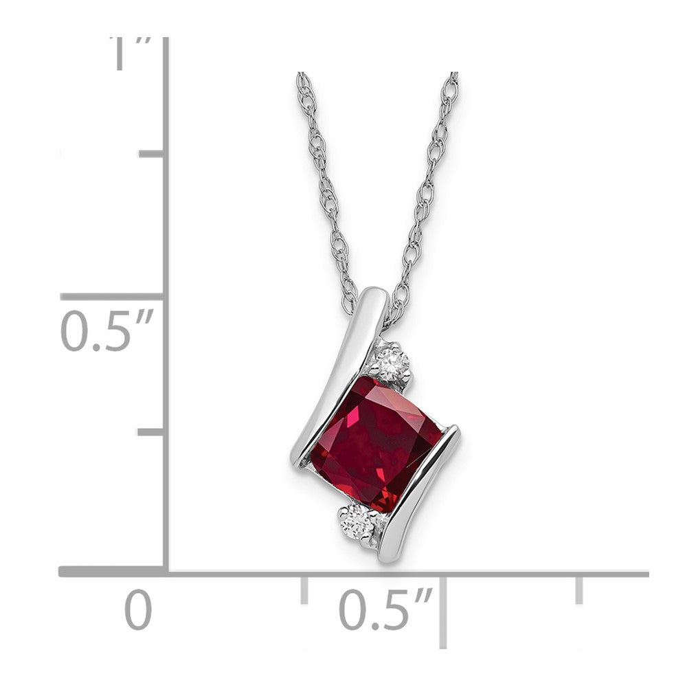 SS Created Ruby & Diamond Pend Necklace