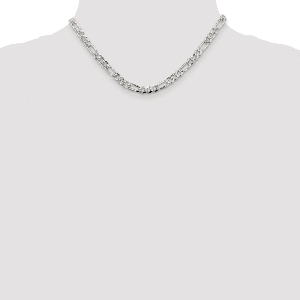 Sterling Silver Rhodium-plated 5.5mm Pav‚ Flat Figaro Chain