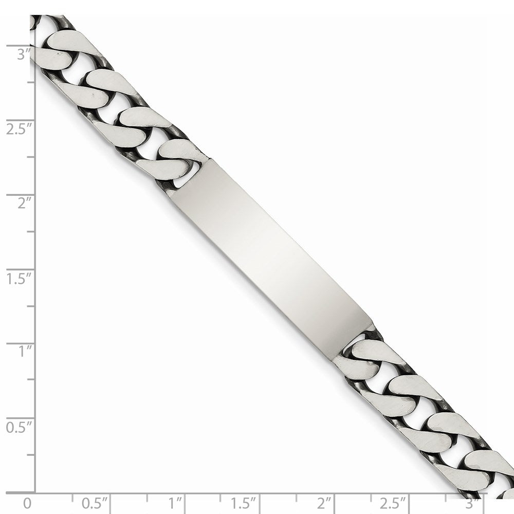 Sterling Silver 7.5inch Engraveable Antiqued Curb Link ID Bracelet 7.5 inches