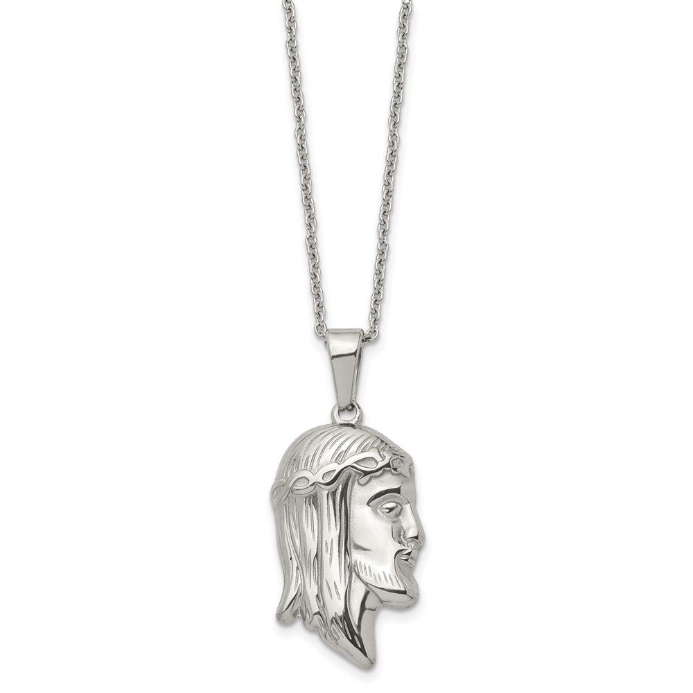 Stainless Steel Polished Jesus Silhouette 22in Necklace
