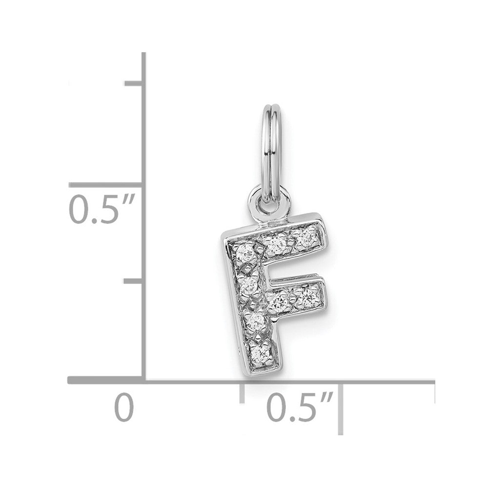 Sterling Silver Polished CZ Initial F Charm