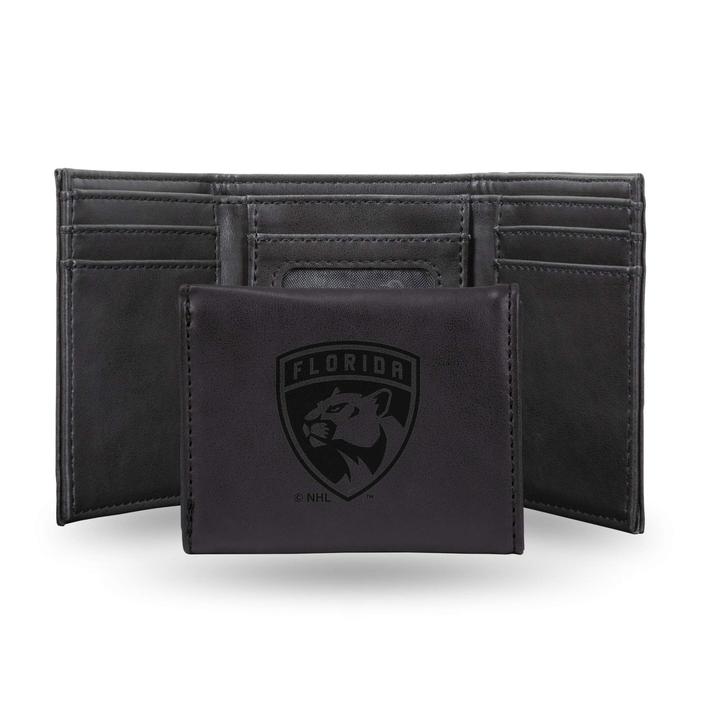 Hockey Rico Industries Florida Black Laser Engraved Trifold Laser Engraved Tri-Fold Wallet - Men's Accessory