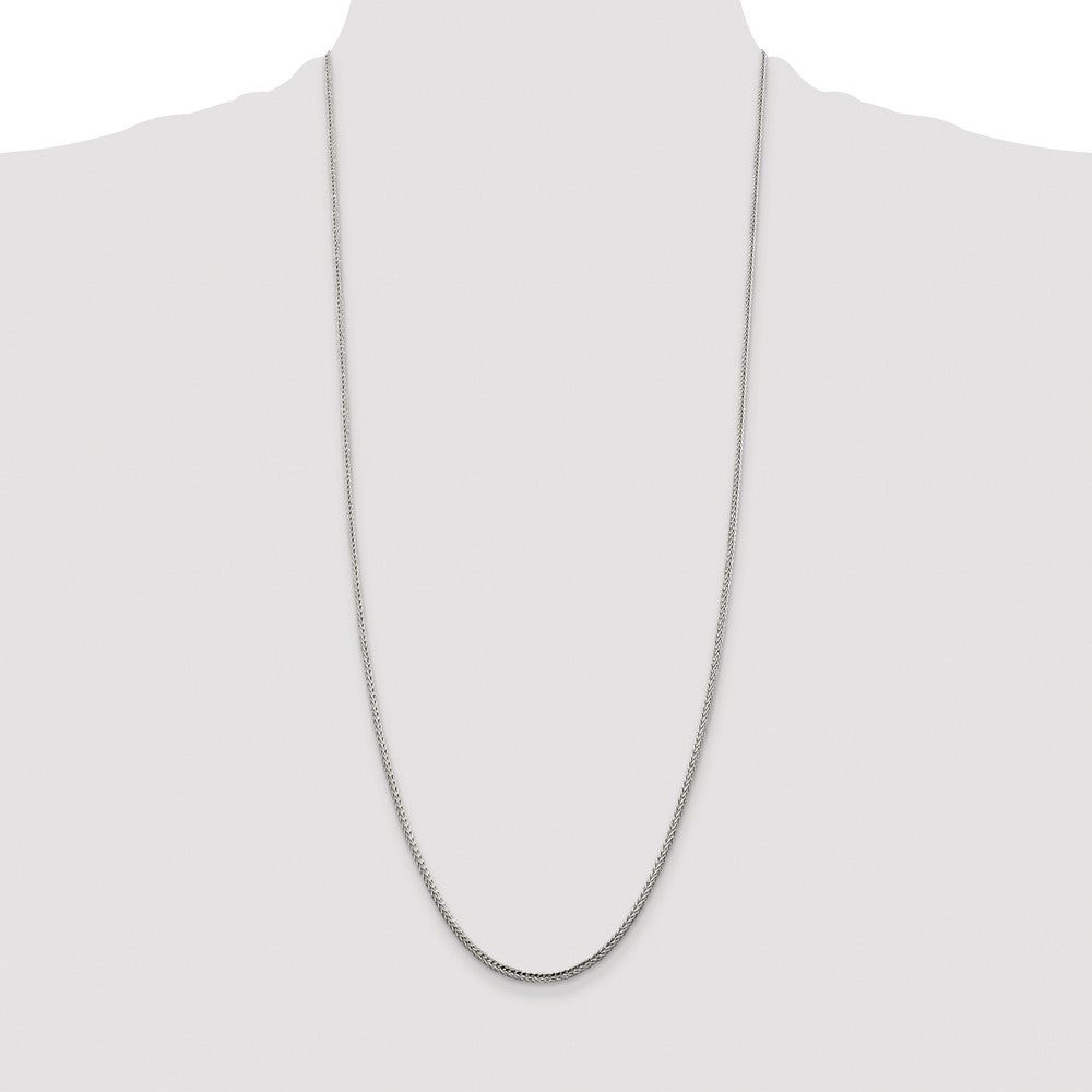 Sterling Silver Rhodium-plated 2mm Diamond-cut Round Franco Chain