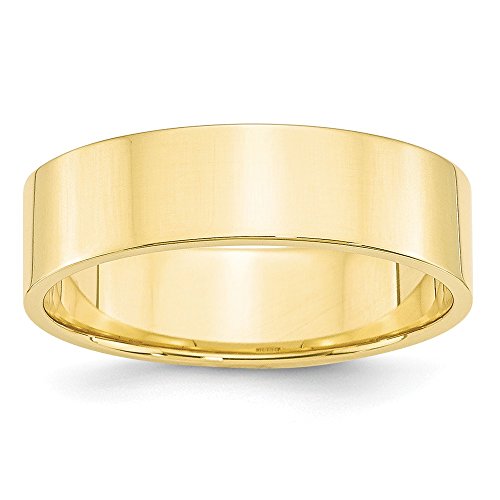 10k Yellow Gold 6mm Lightweight Flat Wedding Band Size 5.5