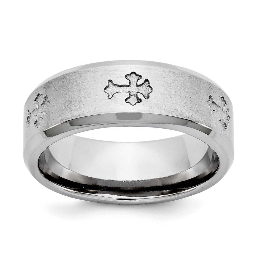 Titanium 8mm Brushed Cross Band