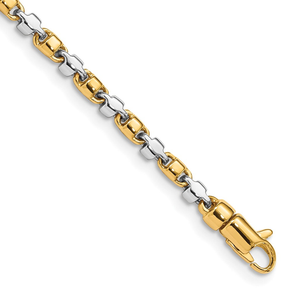 14K Two-tone 7 inch 2.6mm Hand Polished Fancy Link with Lobster Clasp Bracelet 7 inches