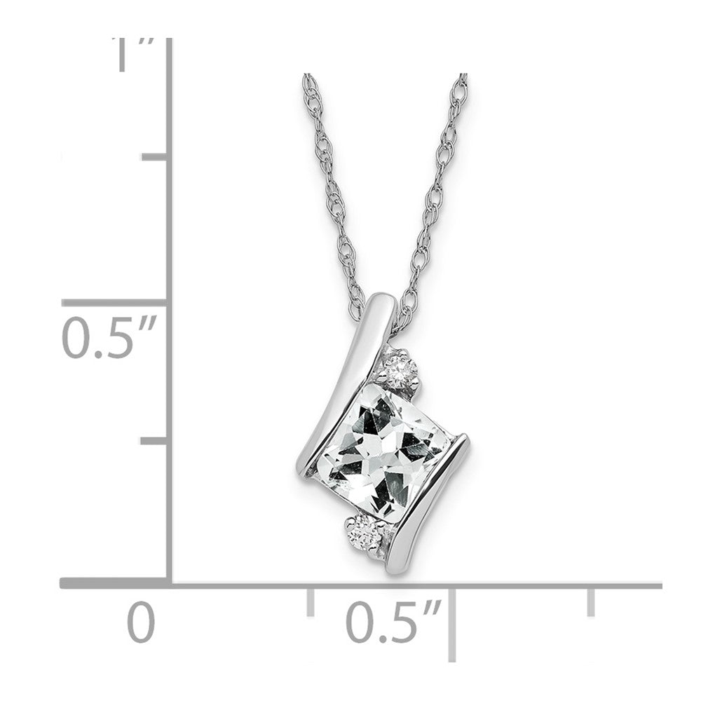 SS White Topaz & Diamond Pend Necklace