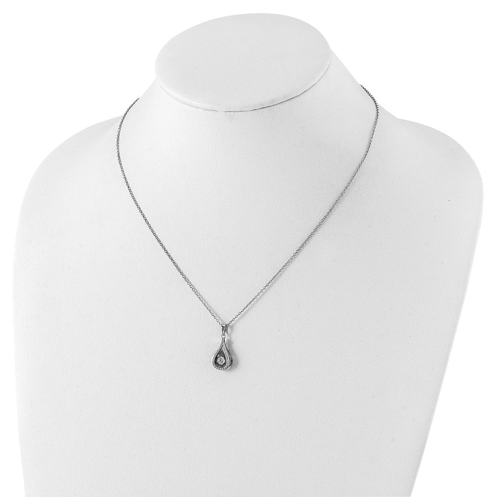 Cheryl M Sterling Silver Rhodium-plated Brilliant-cut Vibrant CZ Teardrop 18 Inch Necklace 18 Inches