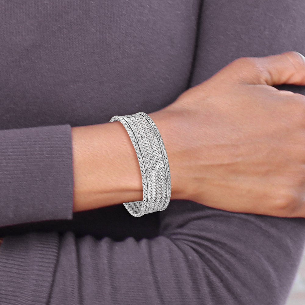 Sterling Silver RH-plated Polished Flexible Cuff