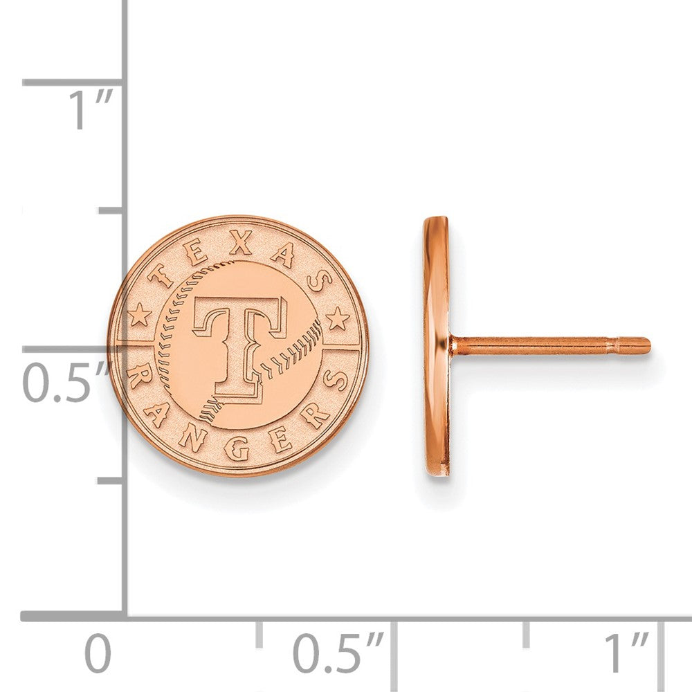 SS Rose Gold-plated MLB LogoArt Texas Rangers Small Disc Earring