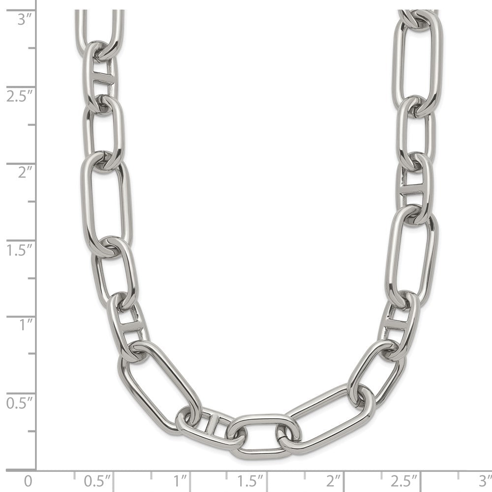 Chisel Stainless Steel Polished 9mm 16 inch Plus 2 inch Extension Open Link Necklace