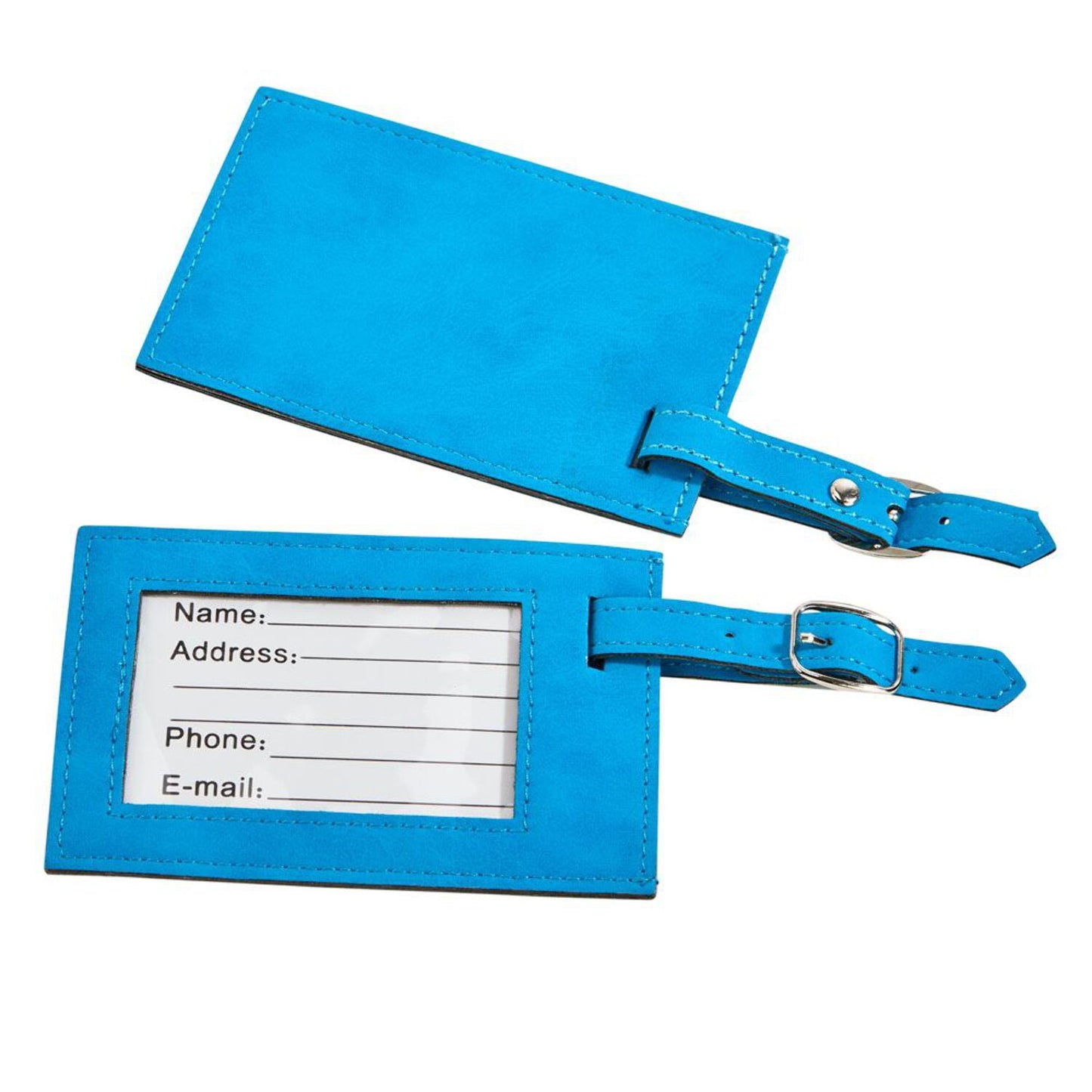 Blue Leatherette Luggage Tag, 4.25X2.75