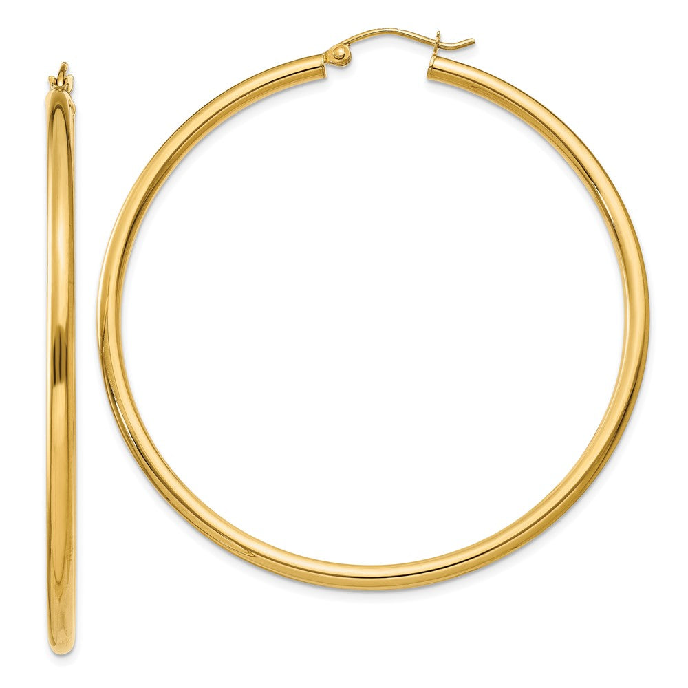 10K Polished 2.5mm Tube Hoop Earrings