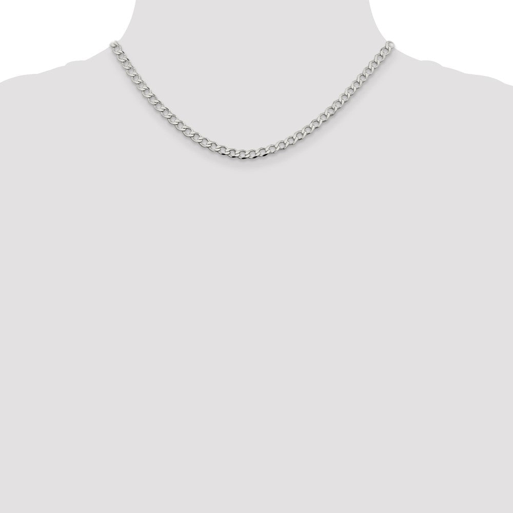 Sterling Silver 4.5mm Semi-solid Flat Curb Chain 16 Inches
