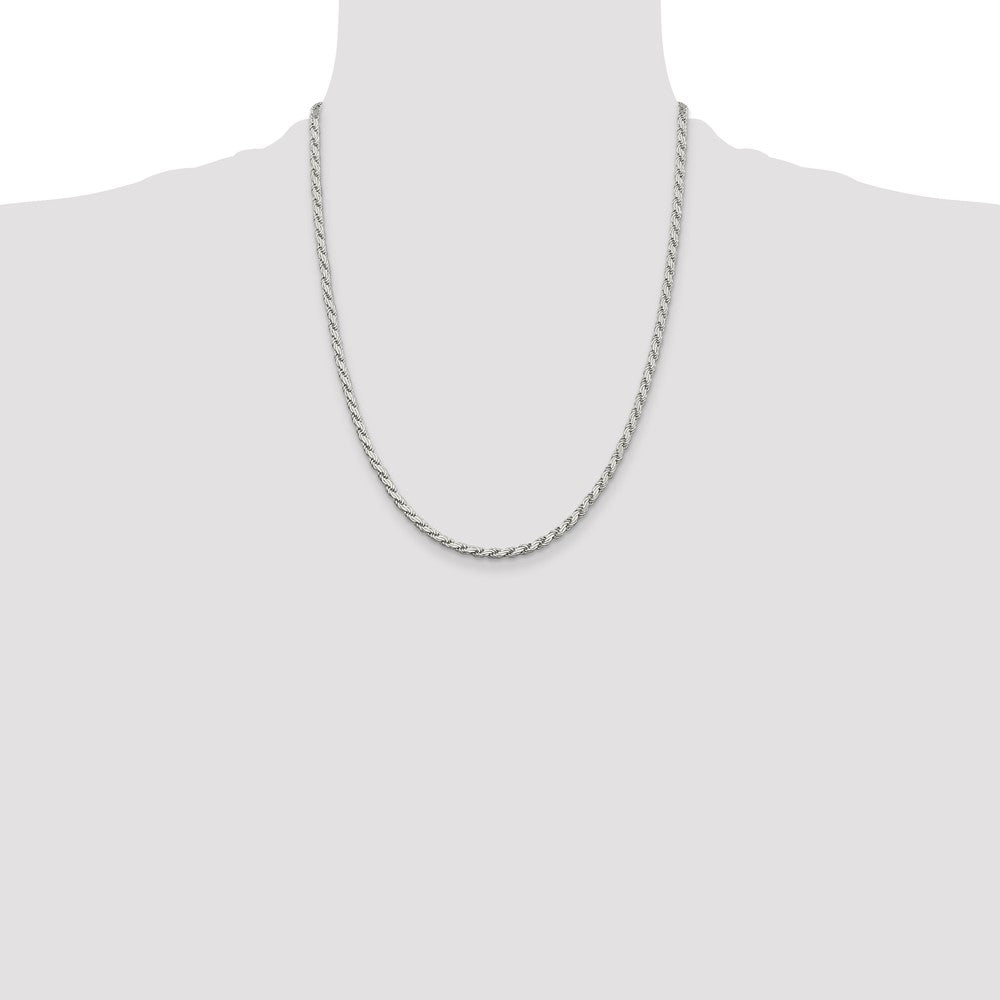Sterling Silver 3.1mm Flat Rope Chain 22 Inches