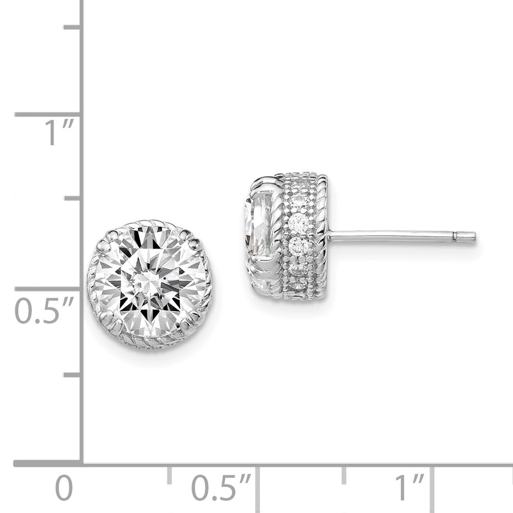 Sterling Silver Diamonique Round Stud Earring
