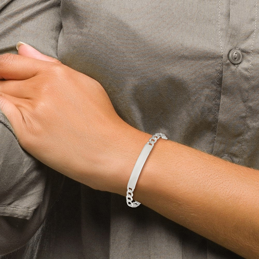 Sterling Silver Figaro Link ID Bracelet 8.5 inches