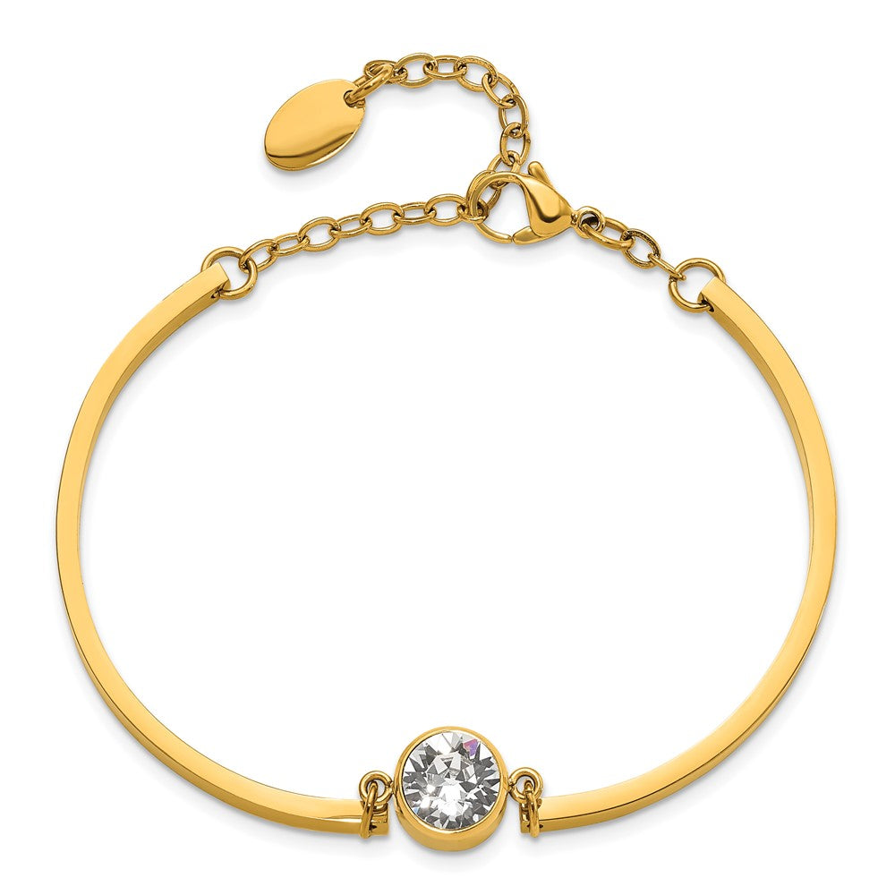 Stainless Steel Polished Yellow IP w/Swarovski w/2in ext Bracelet 6.5 inches