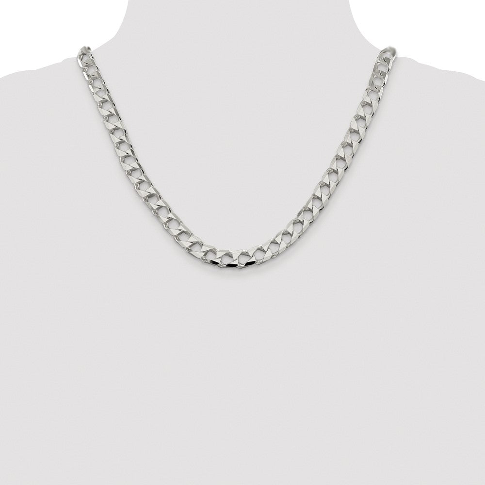 Sterling Silver Rhodium-plated 8.6mm D/C Square Curb Chain