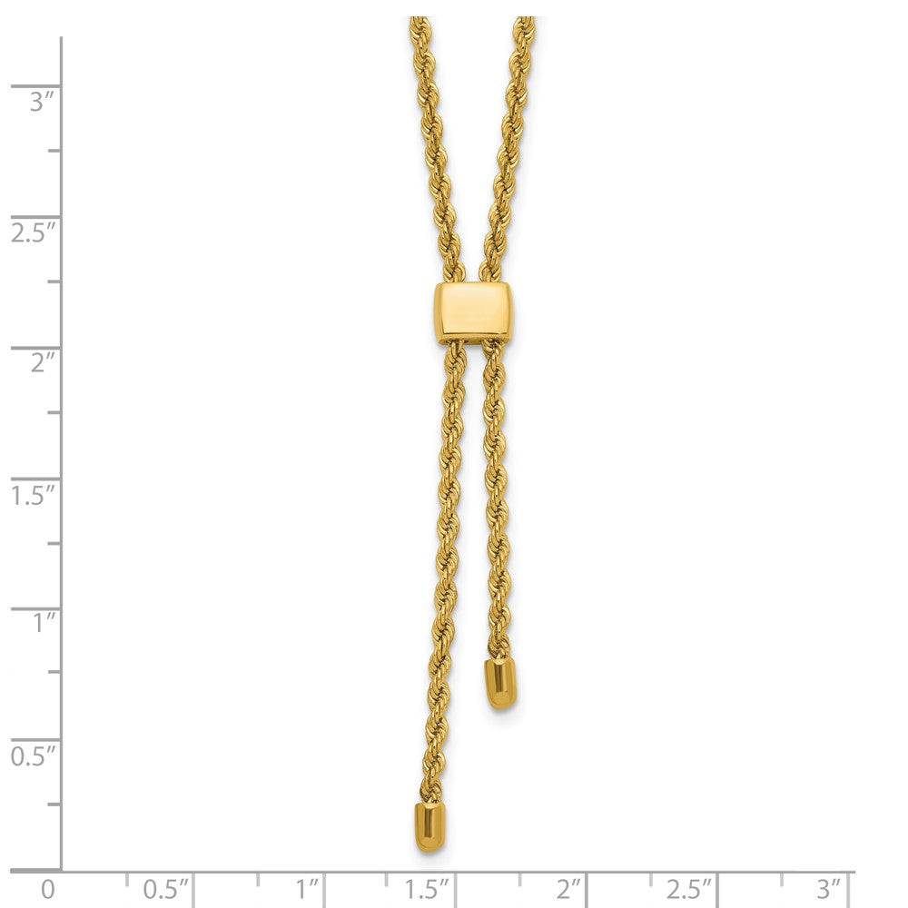 14K Polished/Dia-cut Fancy Rope Adj. up to 19in Necklace