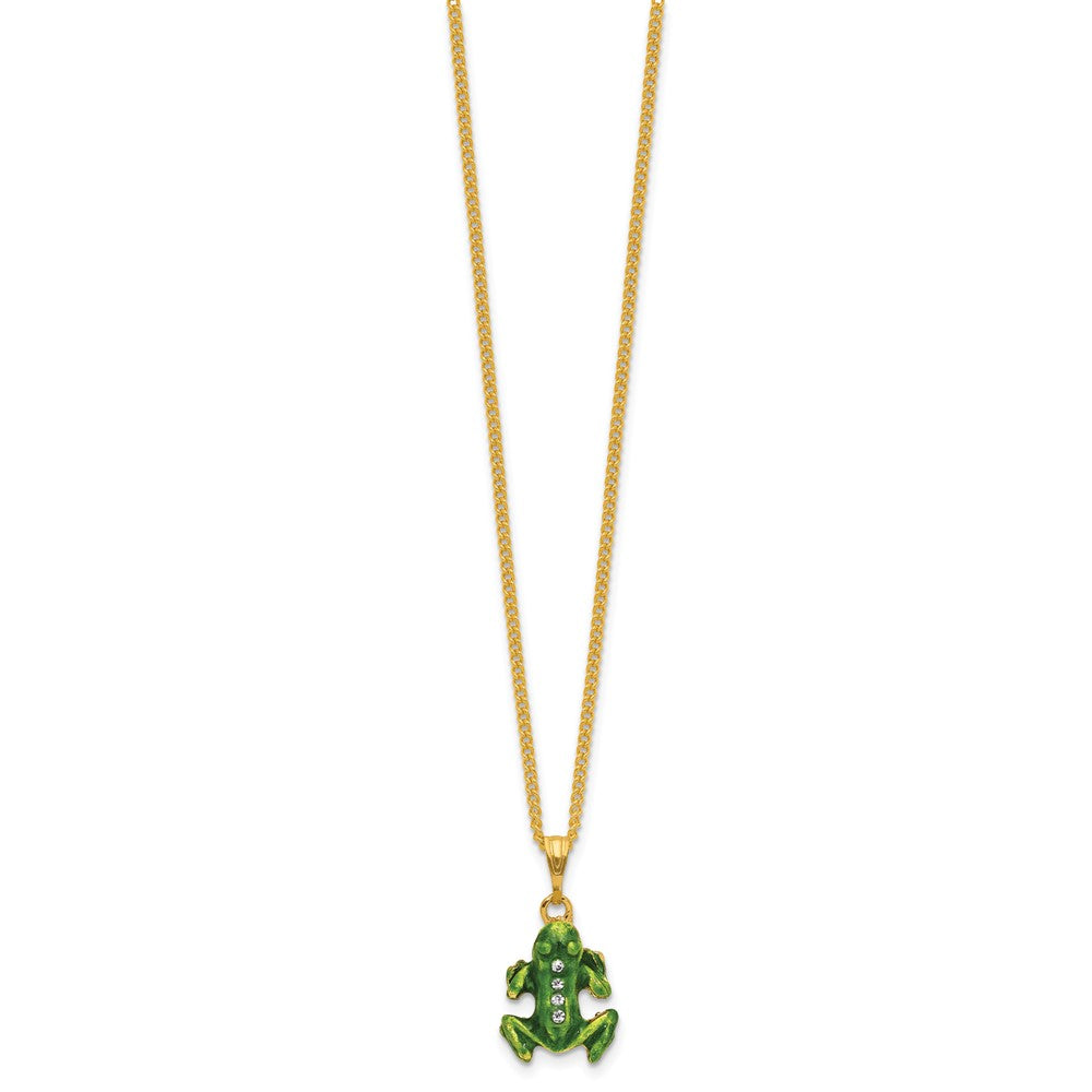Luxury Giftware by Jere Bejeweled FESTER Frog Trinket Box with Matching 18 inch Necklace