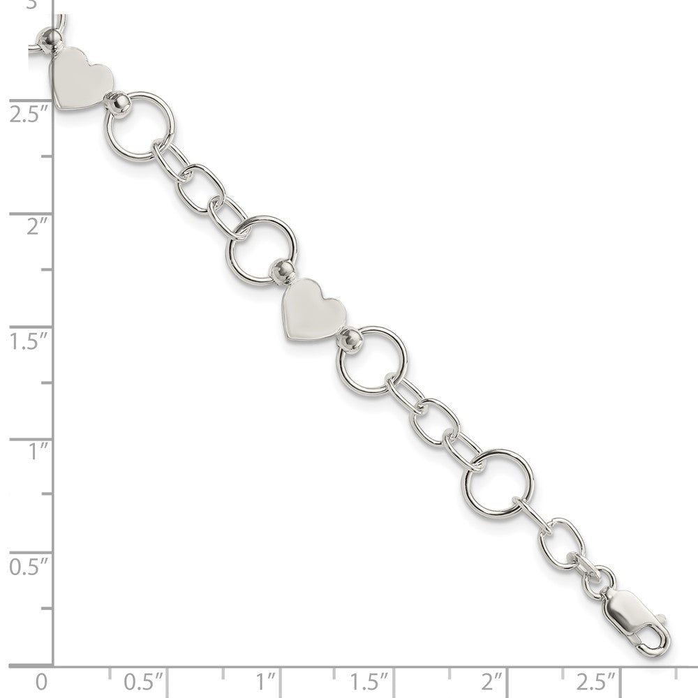 Sterling Silver Heart Bracelet 7.5 inches