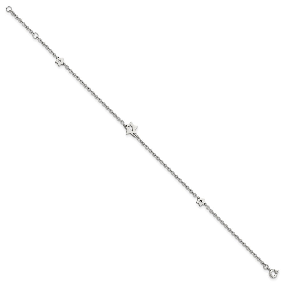 Stainless Steel Polished Stars 9in Plus 1in ext Anklet