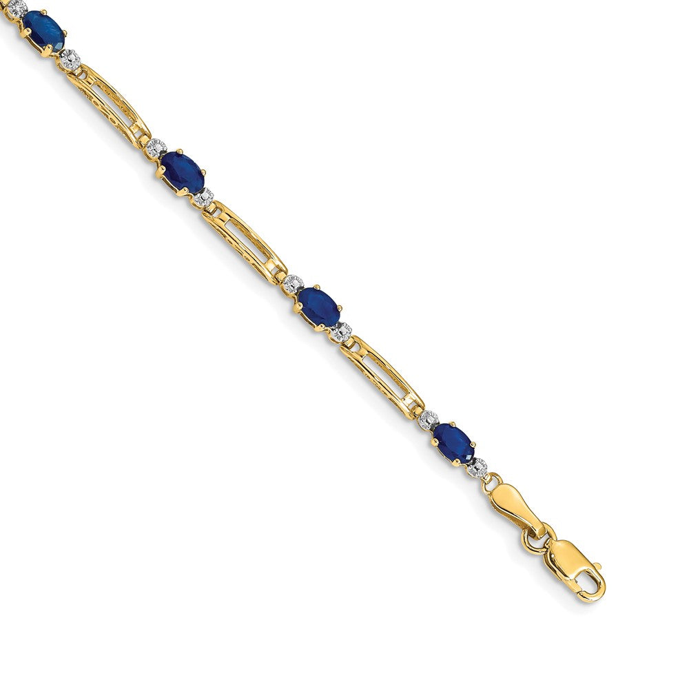 14k Fancy Diamond and Sapphire Bracelet 7 inches