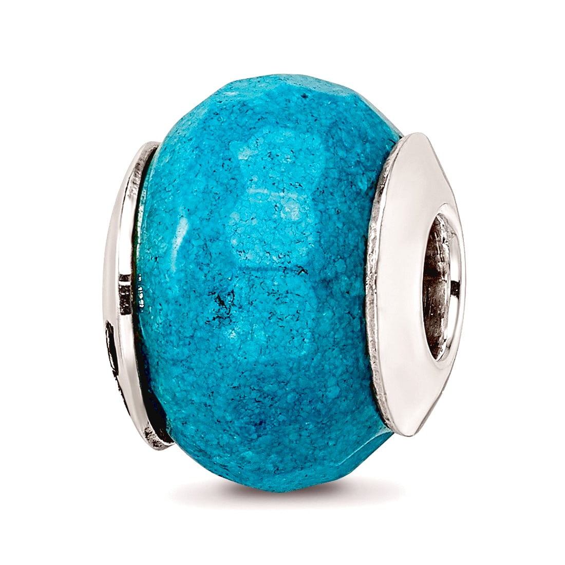 Sterling Silver Reflections Faceted Blue Quartz Stone Bead