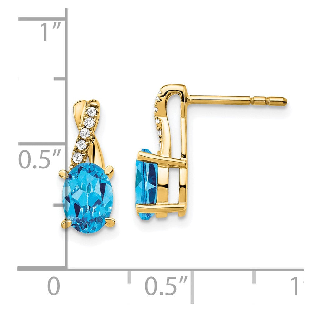 14K Blue Topaz and Diamond Earrings