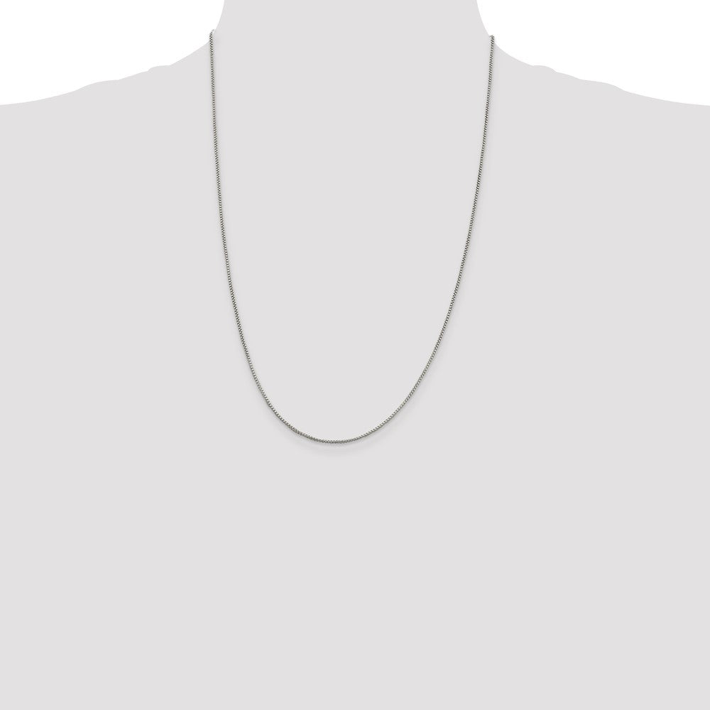Sterling Silver Rhodium-plated 1.25mm Round Box Chain 24 Inches