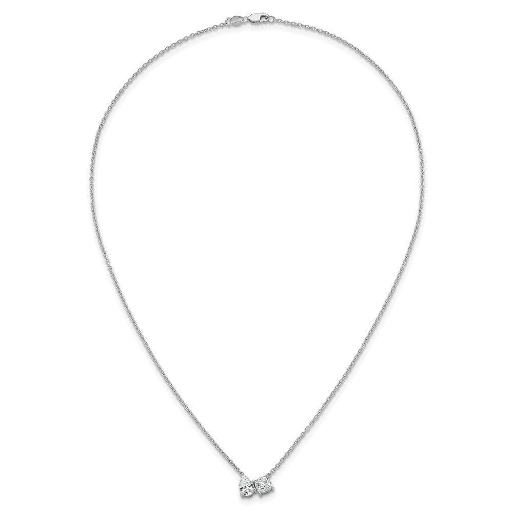 True Origin 14K White Gold 1 3/4 carat Lab Grown Diamond VS+ F+ 18 in Complete Two Stone Necklace