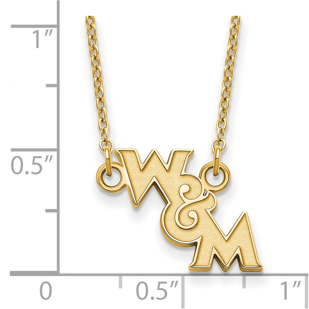 Sterling Silver Gold-plated LogoArt College of William and Mary Small Pendant 18 inch Necklace
