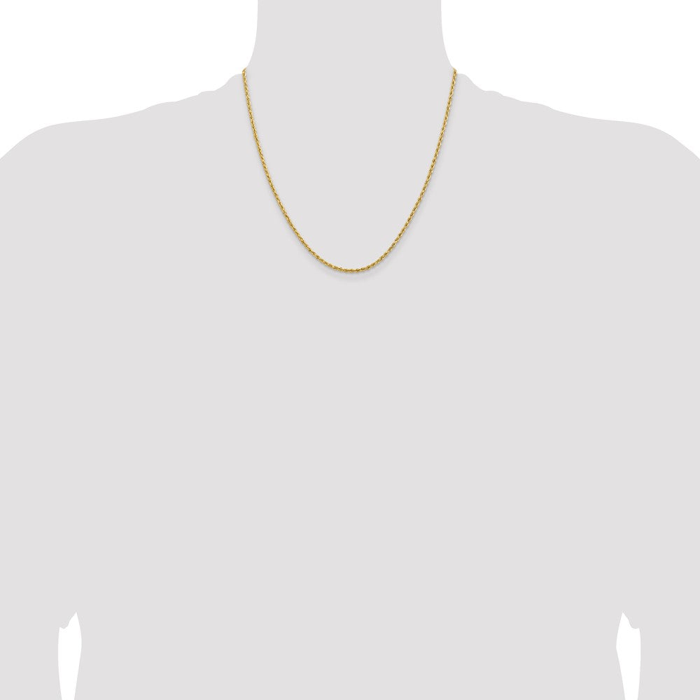 14k 2mm Lightweight D/C Rope with Lobster Clasp Chain